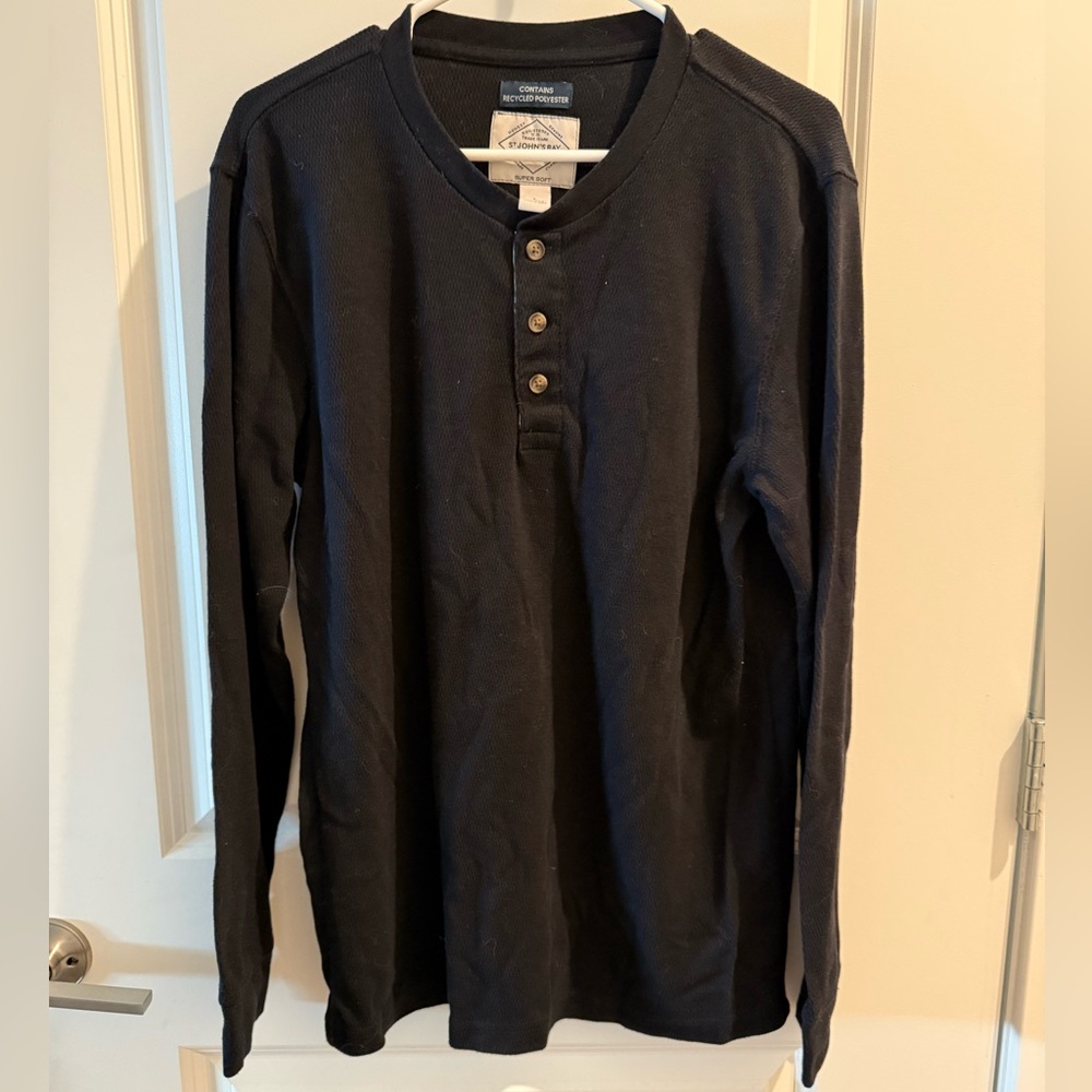 St. John's Bay Navy Long Sleeve Henley